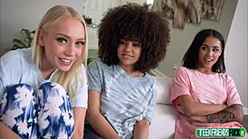 bratty teens braylin bailey camila cortez nina diaz slobber over mommy's monster cocks deepthroat fest!