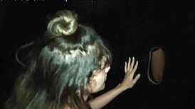 Glory Hole Latina Sucks Multiple Big Black Cocks Cum Bath