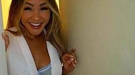 Cuckold watches as stranger face fucks his deepthroat Asian wife 😈💦