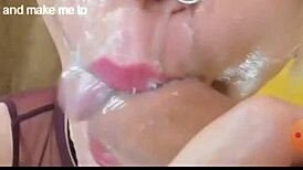 white girl gags on sloppy deepthroat facial webchat