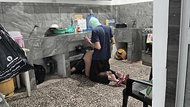 Helping Stepsister Stuck Shows Her Brown Ass Buttocks