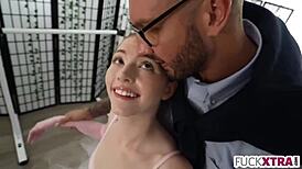 Shy cute petite redhead ballerina teen deepthroats on hardcore casting audition