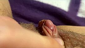 Huge clitoris throbs under intense rubbing and jerking to orgasm