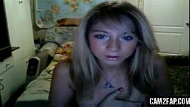 Blonde Webcam Babe Fingers Herself to Shaking Climax