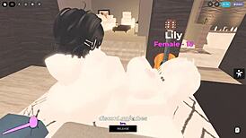 yo this curvy slut gets pounded hard by futa monster cock in wild roblox lesbian action