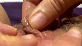 Huge clitoris throbs under intense rubbing and jerking to orgasm