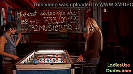 yo check these femdom babes pegging guy asshole deep with bottle heels insertion extreme