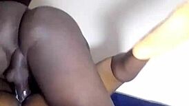 Big Ass Ebony Shakes Tits While Bouncing on Monster Black Cock