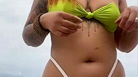 virgin takes my ass right in front of hubby on flashing beach