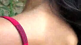 Horny brunette teen craves rough blowjob fuck deep in woods