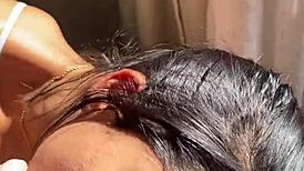 dreamy brunette slurps cock for amateur couple nysdel fun