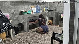 Helping Stepsister Stuck Shows Her Brown Ass Buttocks