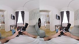 vr taboo feels insanely real as busty brunette gives pov titjob handjob blow