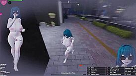 manaka's downtown flashing mission turns into wild futanari hentai exposure game