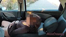 dogging my stepdaughter's pussy in public lot... voyeur fucks till she squirts