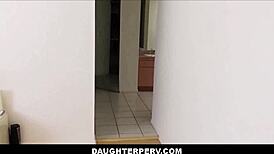 Tiny Blonde Stepdaughter Sage Rabbit Teases Stepdad Calvin Hardy POV