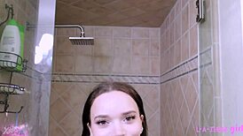 Fierce Brunette Stunner Bathes Seductively