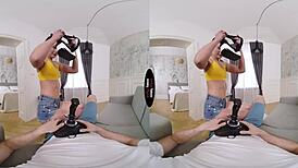 vr taboo feels insanely real as busty brunette gives pov titjob handjob blow