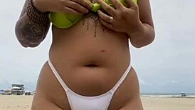 virgin takes my ass right in front of hubby on flashing beach