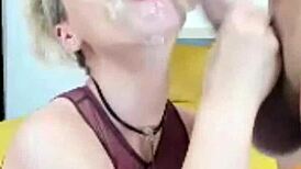white girl gags on sloppy deepthroat facial webchat