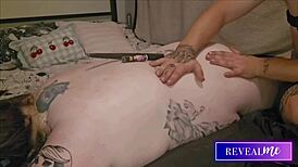 curvy babe's tight pussy drips from hot wax tit massage fetish