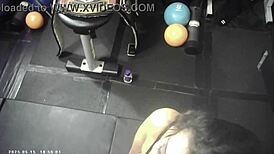 behind the scenes: brunette glasses girl blows and fucks in wrestling match sex