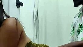 gostosa grabs black cock for rough bathroom doggystyle