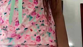 Innocent Pajama Girl Flashes Natural Tits on Hidden Spy Cam