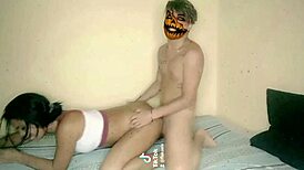 halloween petite asian begs for deeper hairy assfucking