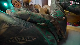 Oily Lesbian Metal Toy Threesome Turns Slippery With Dildos And Fingers