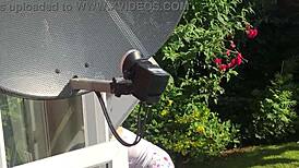 Sexy neighbor shows off big tits saggy ass and feet