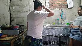 woke up horny neighbor begging hard kitchen fuck so i pounded her good