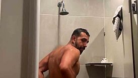 Gym shower steam rises as red thong clings to wet curves... prusquinttus tempts