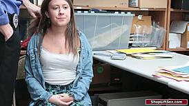 brunette shoplifter fucked hard by old mature deepthroat domination