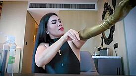 Imagine latex gloves snapping on your skin as mistress teases in rubber fetish bliss