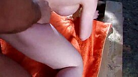 skinny latina milf fucked rough outdoors quickie orgasm!