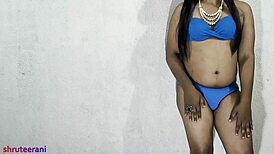 Indian Shemale Crossdresses in Blue Bikini Tease Part 2