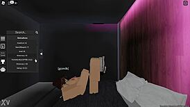 Girlfriend footjobs me during roblox