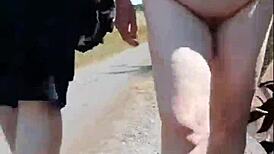 granny's 66 year old feet flash turns me on in sunny forest walk