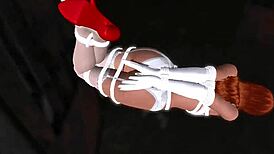 redhead bound in stockings squirms from nightmare vibrator orgasm game