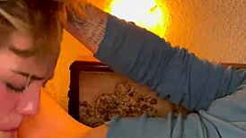 i gag on this young teen's sloppy deepthroat facefuck with choking ball licking closeup