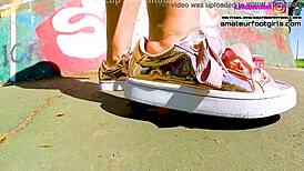 Kati Tramples Crushes Giant Toy Cars Sneakers Stomping