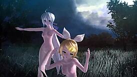 Rin Meiko Haku nude mod bares big tits ass goddess perfection