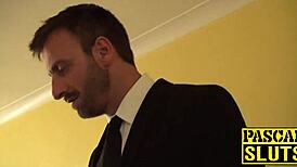 Submissive babe's face soaked in spit before hard pounding