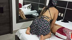 Hot stepdaughter rides my cock moaning sensually in hotel!