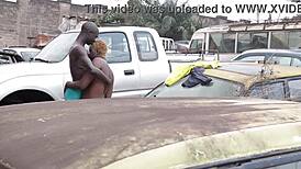 mechanic's long cock bareback anal makes her squirt deep in garage car fix