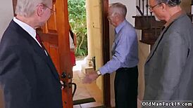 Old Men Gangbang Teen Blonde with Hardcore Cumshots