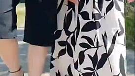 granny's 66 year old feet flash turns me on in sunny forest walk