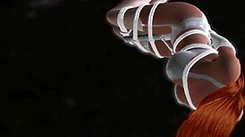 redhead bound in stockings squirms from nightmare vibrator orgasm game