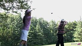petite japanese teen begs older guy for uncensored creampie during rough golf lesson sex